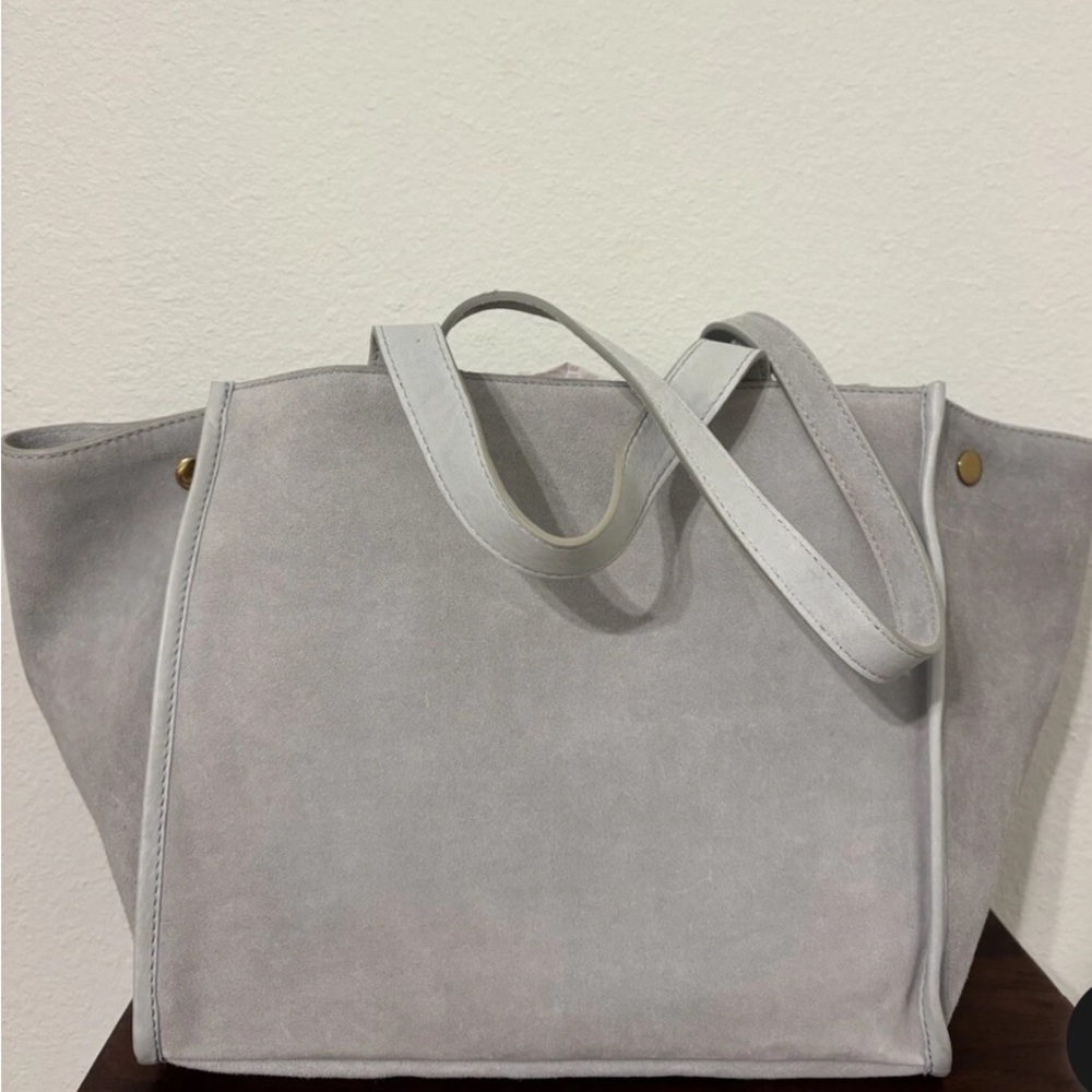 Margot gray double handle suede bag new